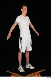  Johnny Reed dressed grey shorts sneakers sports standing white t shirt whole body 0016.jpg